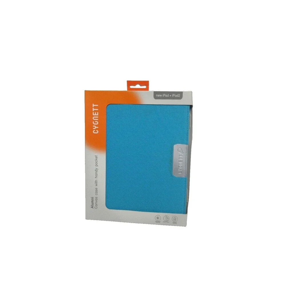 Cygnett IPad or Ipad2 Blue Canvas Cover Case With Handy Pocket sleep/wake functi